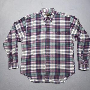 Eddie Bauer Shirt Men Large Button Down Long‎ Sleeve Plaid Cotton Outdoor USA